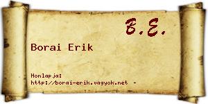 Borai Erik névjegykártya